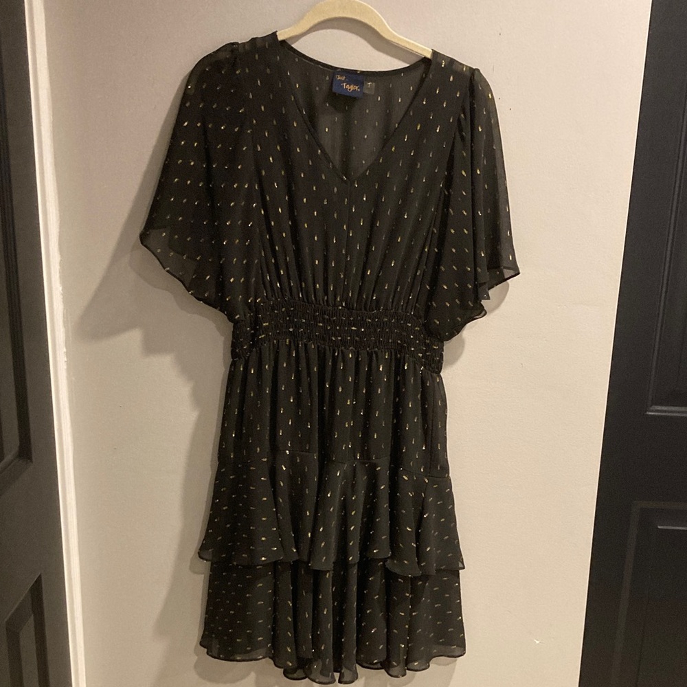 Just...Taylor Black Dress with Gold Accents